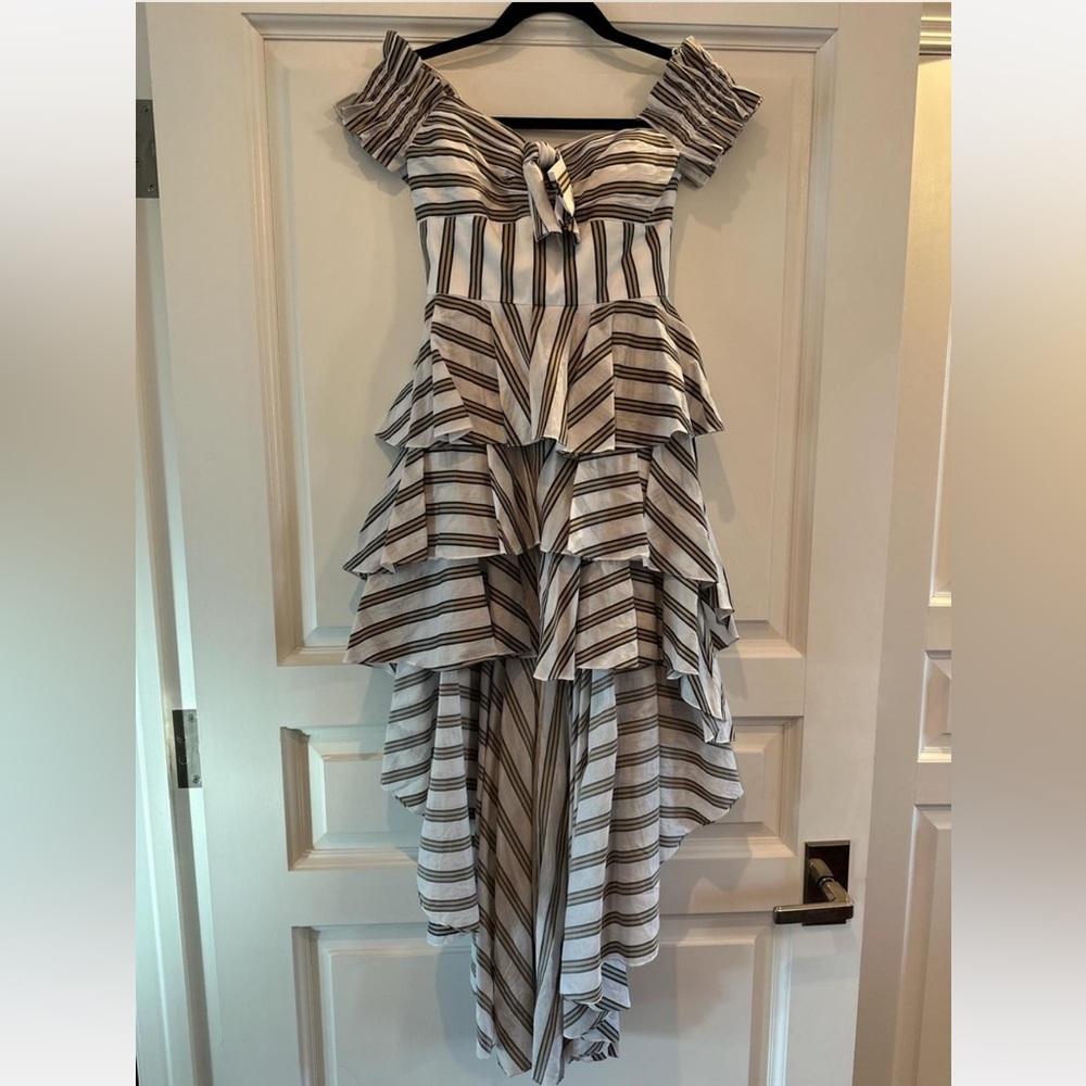 Carolina Constas Hi-Low dress with stripes
